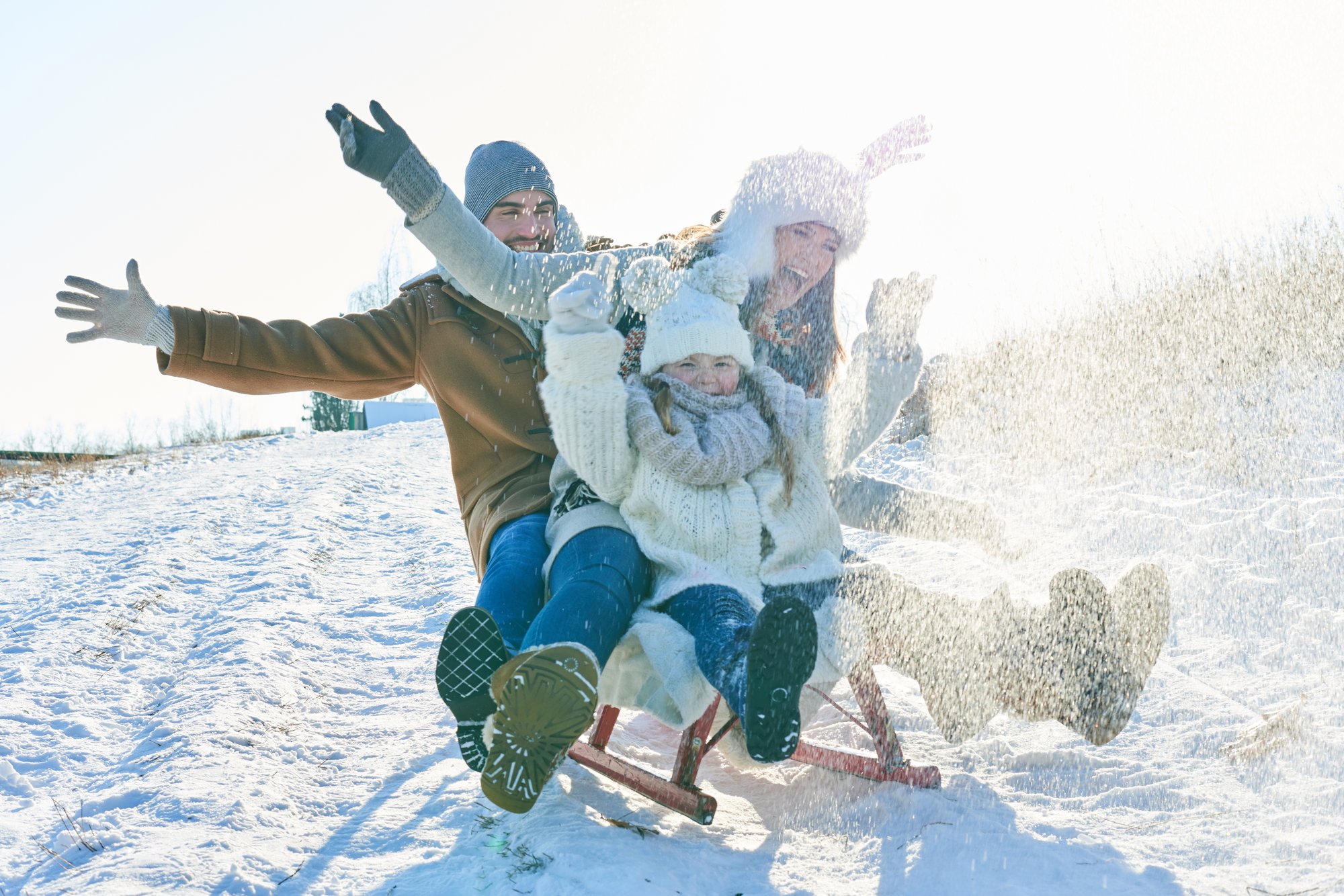 Familien im Schnee